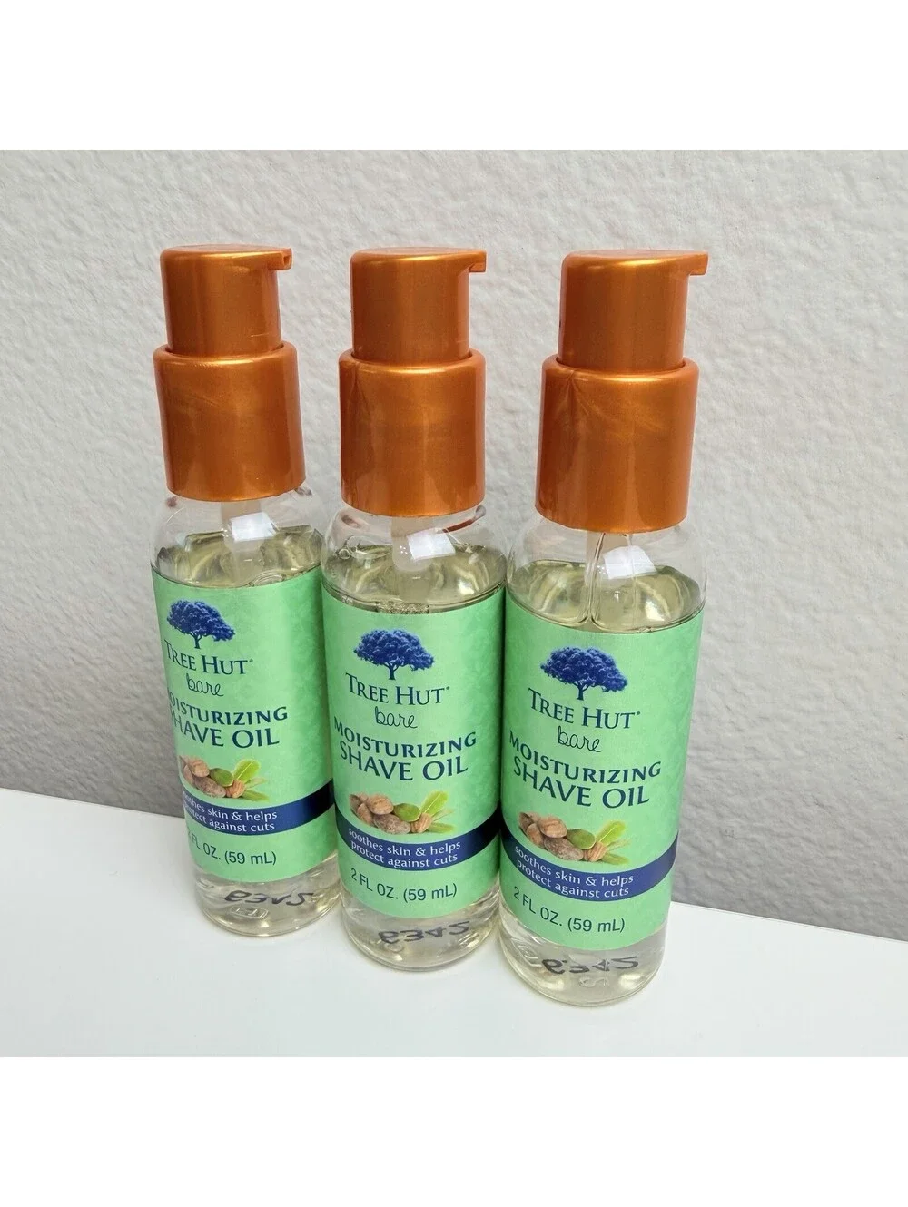 Lot of 3 Tree Hut Bare Moisturizing Shave Oil 2 oz Each Pre Shave Body Oil 6 oz